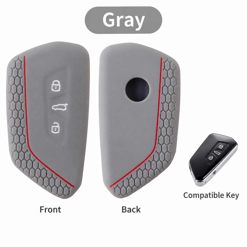Silicone Car Key Cover for VW Golf 8 ID4 ID6 3 Button Remote Key Case