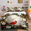 Cardinal Bird Christmas Wreath Bedding Duvet Cover Set  (1*Duvet Cover 2*Pillowcases, Without Duvet Insert)