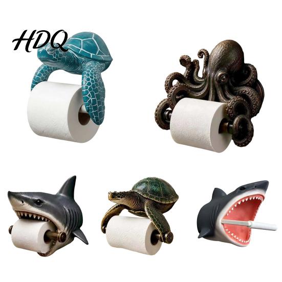 Regalo práctico para calentar el hogar Soporte de pared para rollo de papel higiénico de tortuga marina Impreso en 3D Animal marino Soporte para ambiente húmedo Rollo Impermeable Baño Tissue
