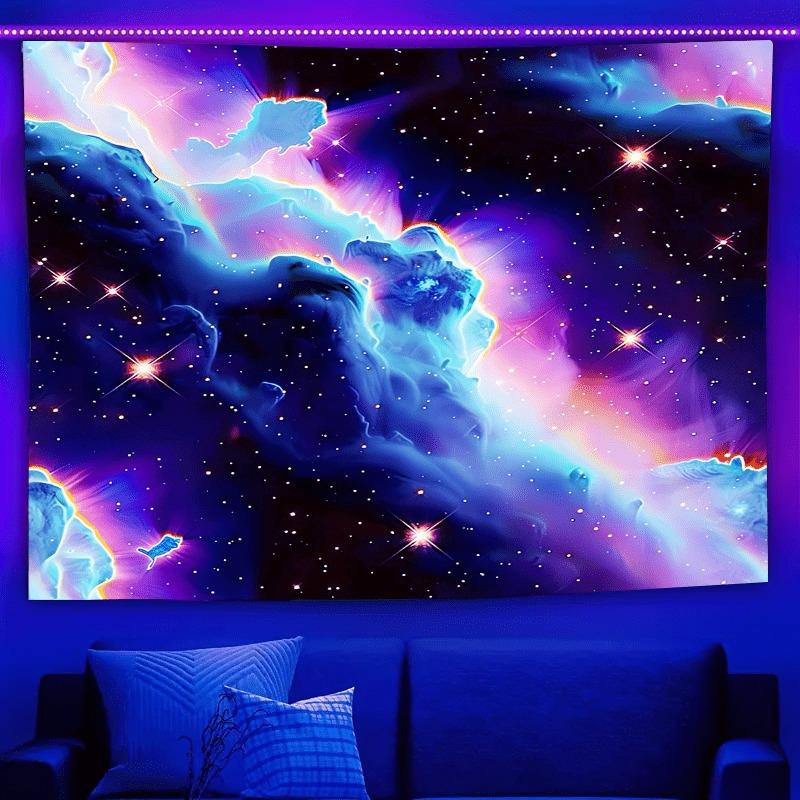Ultraviolet Cosmic Black Hole Luminous Tapestry, Indoor Mood To Create Atmosphere, Psychedelic Luminous Art, Bedroom Decoration