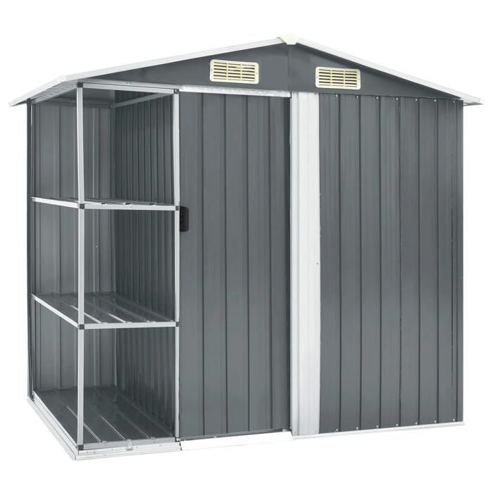VidaXL Garden Shed with Shelf Grey 205x130x183 Cm Iron