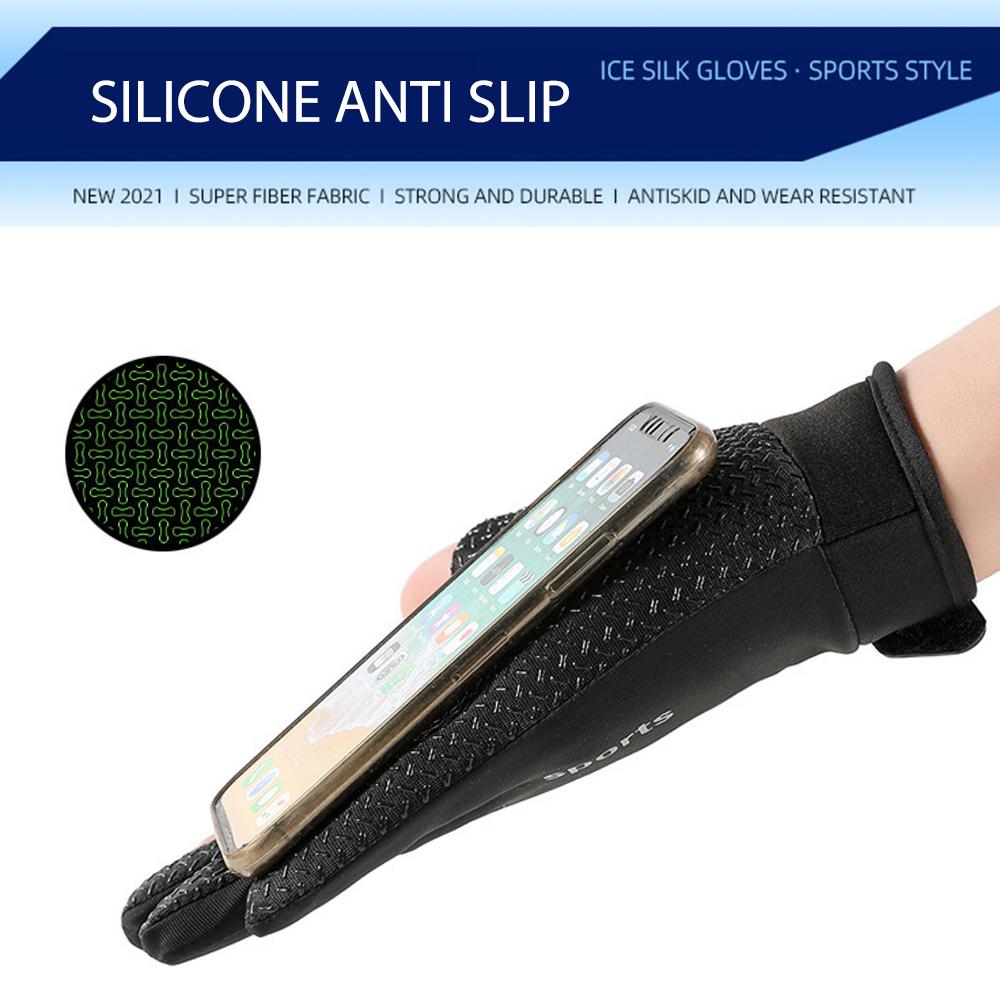 Sun Protection Fishing Gloves Anti-slip Cycling Gloves High Quality Ice Silk Halffinger Men