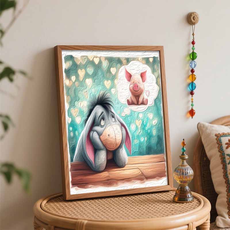 Disney Eeyore Piglet Painting DIY Oil Painting Kits Hand Painting Home Decor Craft Gift Ideas Love Hearts Wall Art Painting Supplies