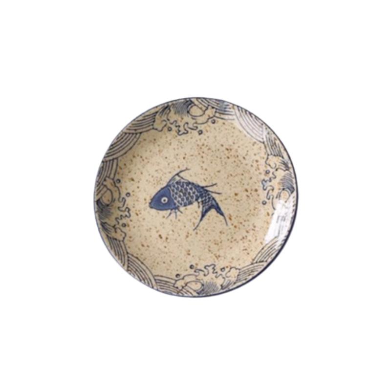 

1 шт. Керамическая тарелка Ретро Японская тарелка для суши Бытовая посуда Маленькая десертная тарелка для торта Десерт Художественный смысл 15.2CM