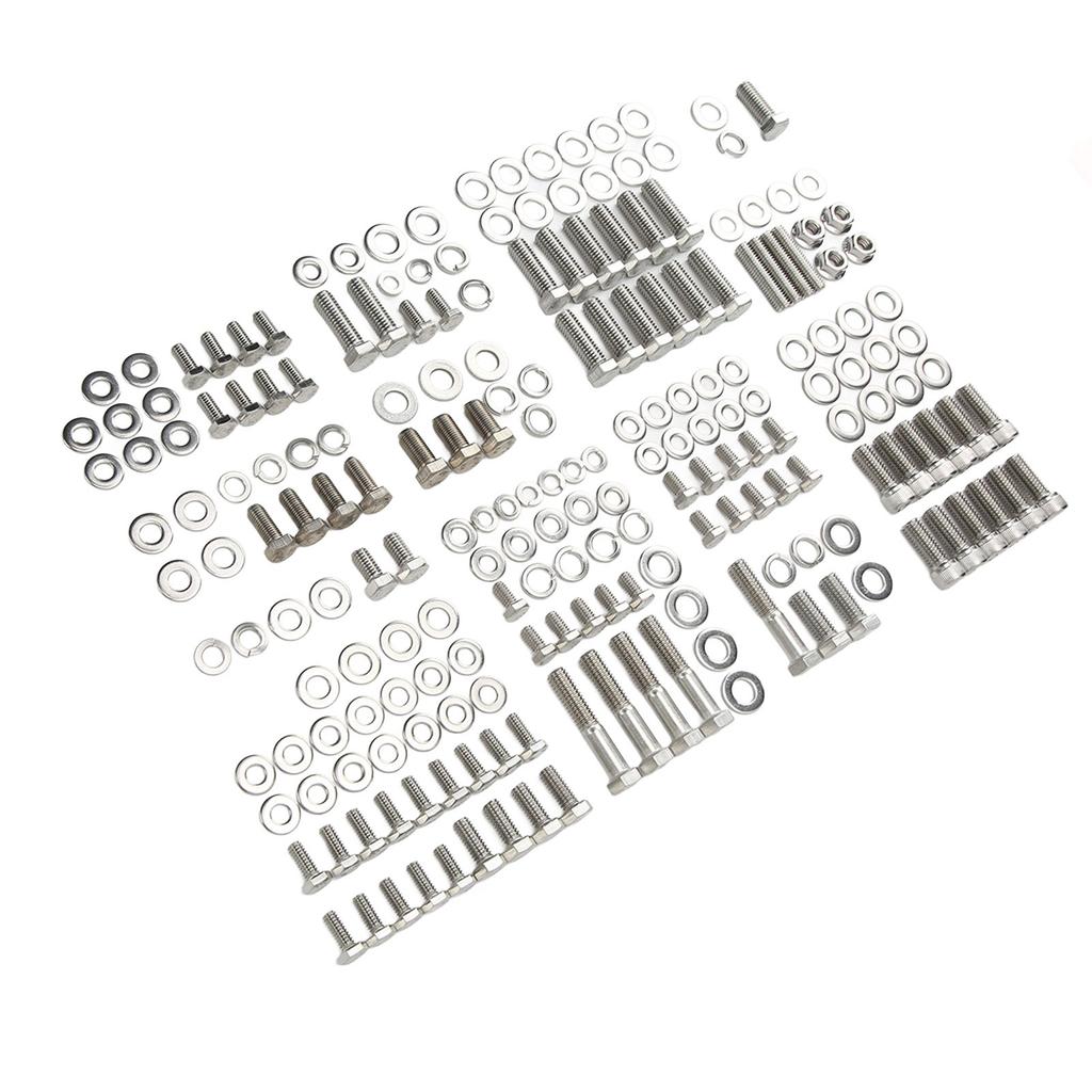 211pcs Engine Hex Bolt Kit Stainless Steel Long Lasting for SMALL BLOCK 265 283 305 327 350 400