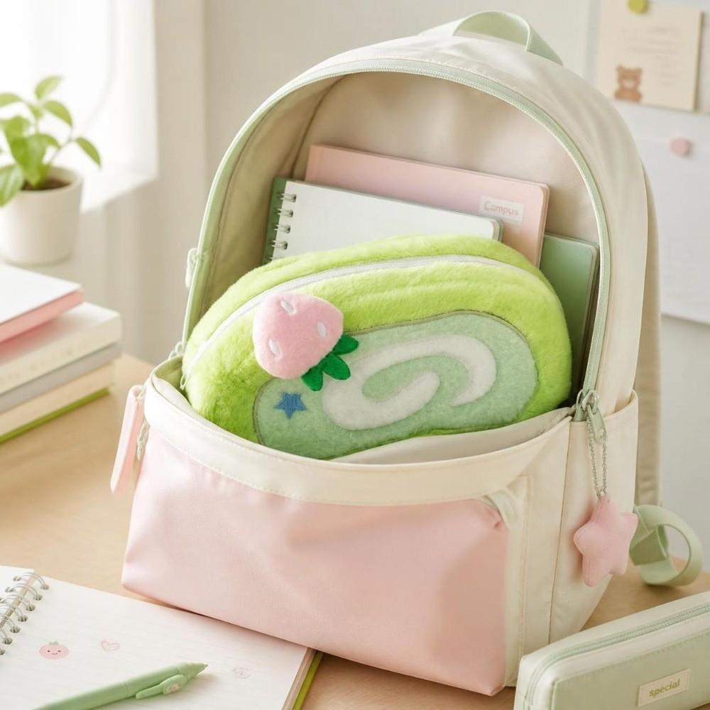 Large Capacity Cake-shape Storage Bag Strawberry Desk Organizer Plush Pencil Case Students