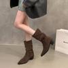 Huge Good-looking Thick Heel High Heel Medium Boots Children's New Autumn Western Pile Boots Short Boots Martin Boots