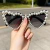 2025 Retro Heart-Shaped Pearl Cross Sunglasses for Men & Women - Stylish Party & Street Style