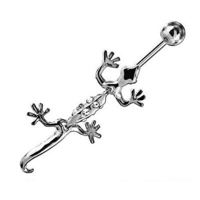 925 Sterling Silver Dangling Salamander Navel Piercing Jewelry