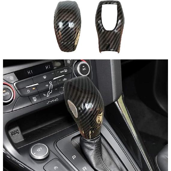 ruihe Car Gear Shift Knob Cover Carbon Fiber Color Sticker Trim Fit for Ford Focus Fiesta Fusion Escape C-Max Transit-150 Transit-250 Transit-350
