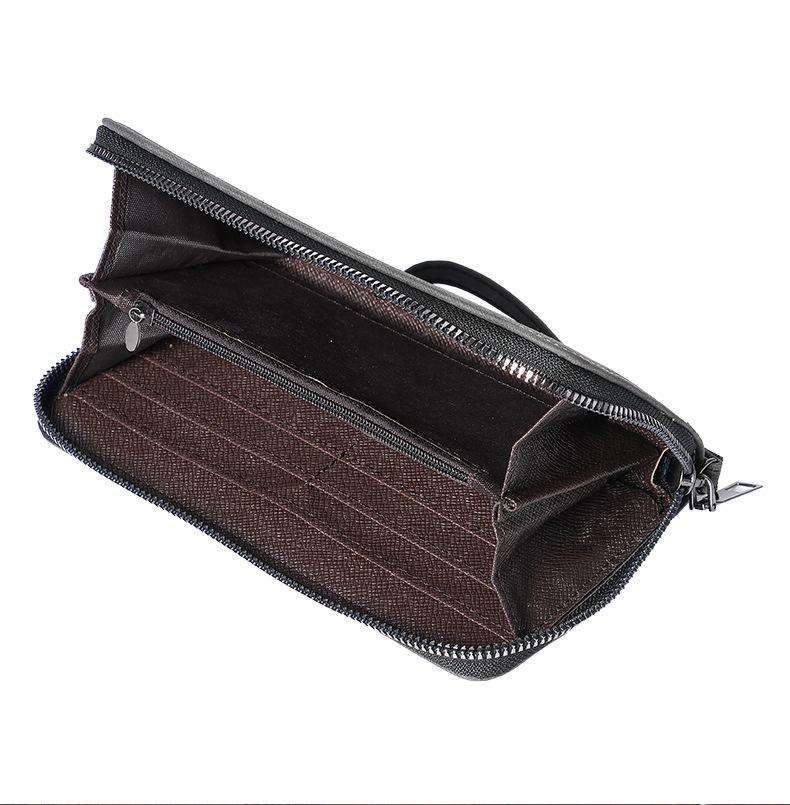 Men's Leather Long Zip Wallet: Multifunctional Card Holder & Large Capacity Clutch with Multi-Card Slots.