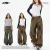 OREETA Tie-Dye Gradient Curved Leg Cargo Pants: Casual Wide Leg Streetwear In Pure Cotton