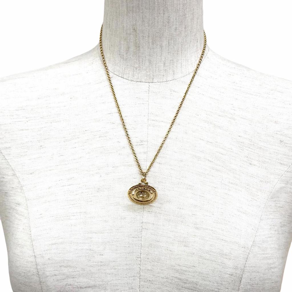 Excellent Vivienne Westwood Necklace NEW TINY ORB Rhinestone gold Women Used