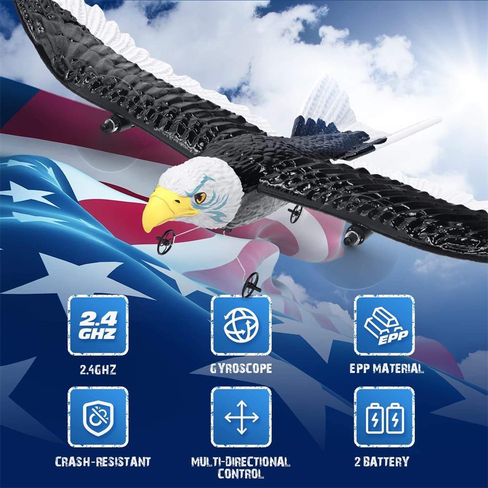 RC Plane Wingspan Eagle Bionic Aircraft Fighter 2.4G Radio Remote Control Hobby Glider Airplane Foam Toys for Children Kids Gift