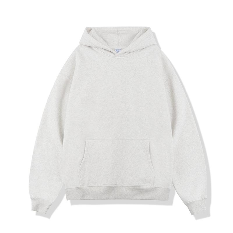 Autumn and Winter Solid Color Blank Plus Velvet Thickened 450g Hooded Sweatshirt Men Heavy Hoodie Men's Clothes