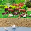 Evemodel Scenery Collection, 1:87 Scale Cow Models, Cow Models, Human Figures, Horse Models, 36-Piece Set, for Farms, Ranches, Micro Landscapes, Decor