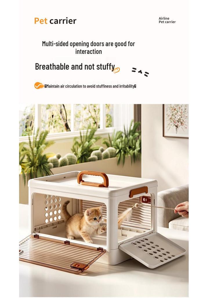 Portable Eco-friendly Pet Carrier: Breathable, Collapsible Handheld Bag for Cats & Small Dogs with Multiple Doors