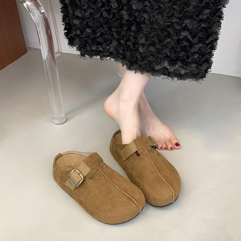 Thick bottom inner height increase ugly cute big head baotou half slippers women's summer outer wear autumn new models