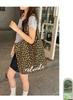 Korean Trendy Pink Leopard Print One-Shoulder Canvas Bag - Large Capacity, Versatile Women's Fashion Accessory for Commuting