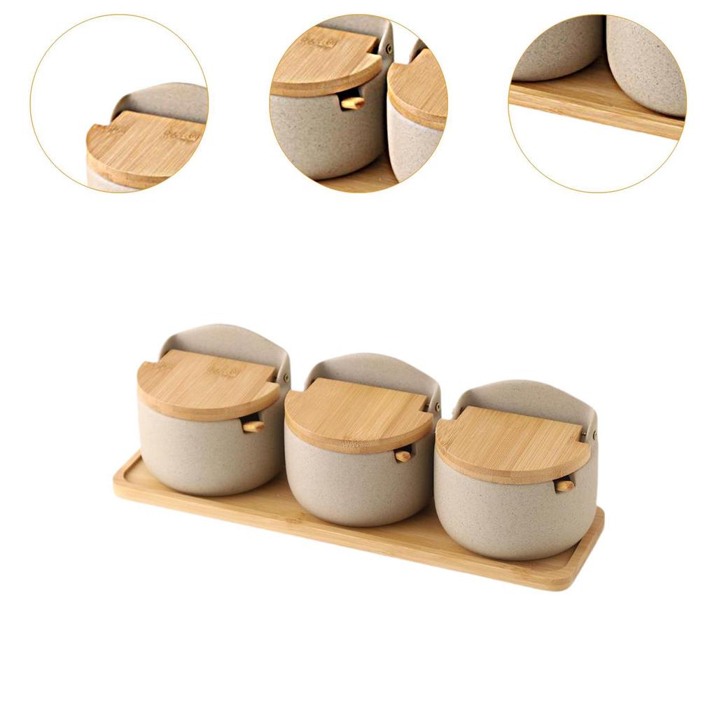 Condiment Jar Condiment Pot with Flip Lid Spoon Modern Ceramics Storage Jars Ceramic Sugar Bowl for Tea Countertop Restaurant