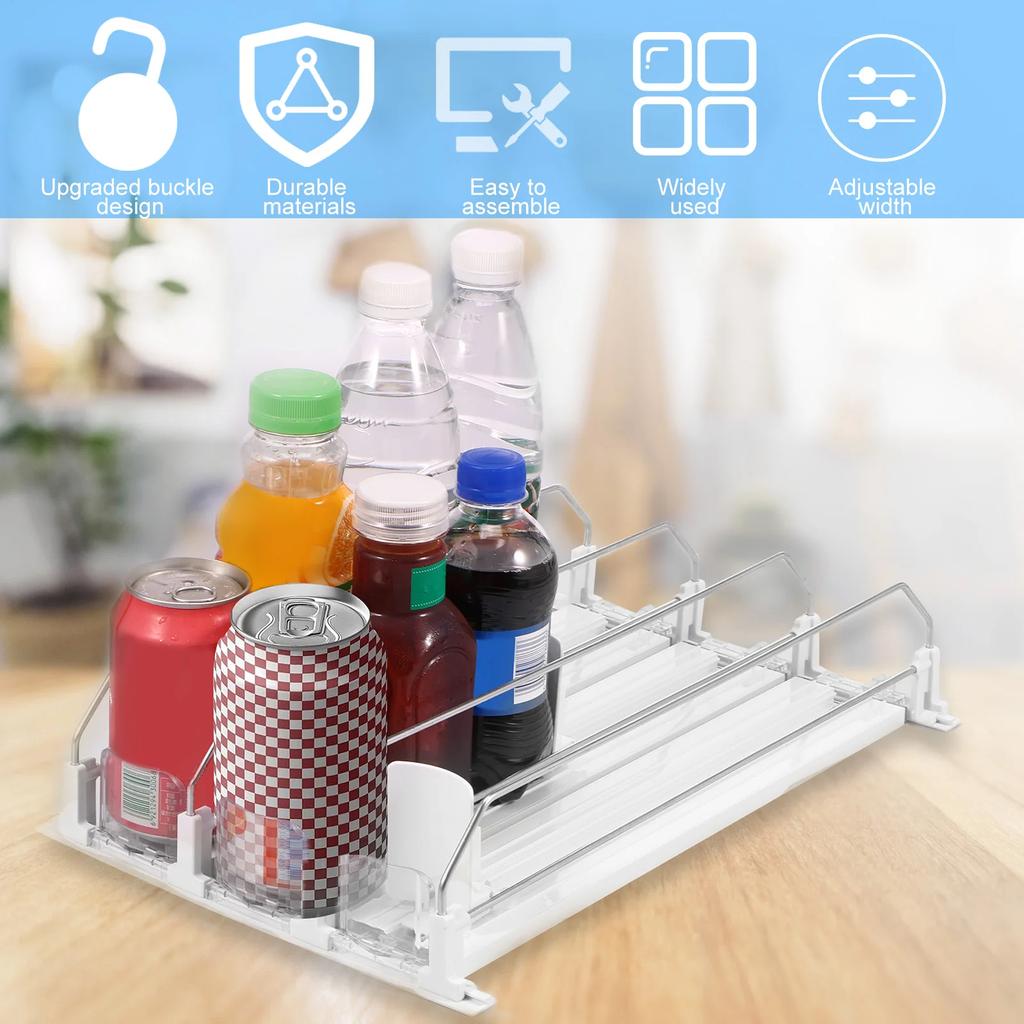 3/4 Grids Fridge Canned Beverage Organizer Spring Self-Sliding Soda Drink Can Dispenser for Kitchen Refrigerators Storage Shelf
