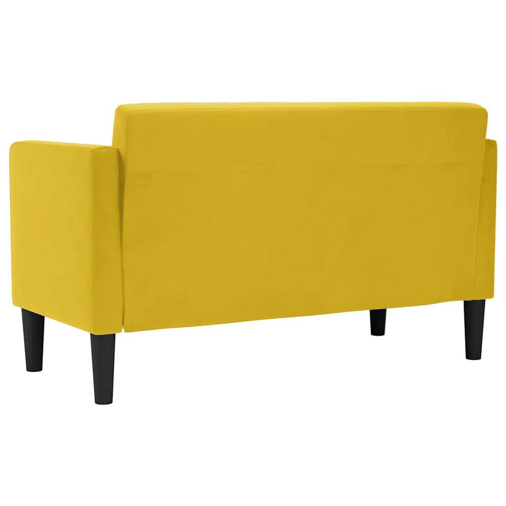Two Seater Sofa Yellow 111 Cm Velvet