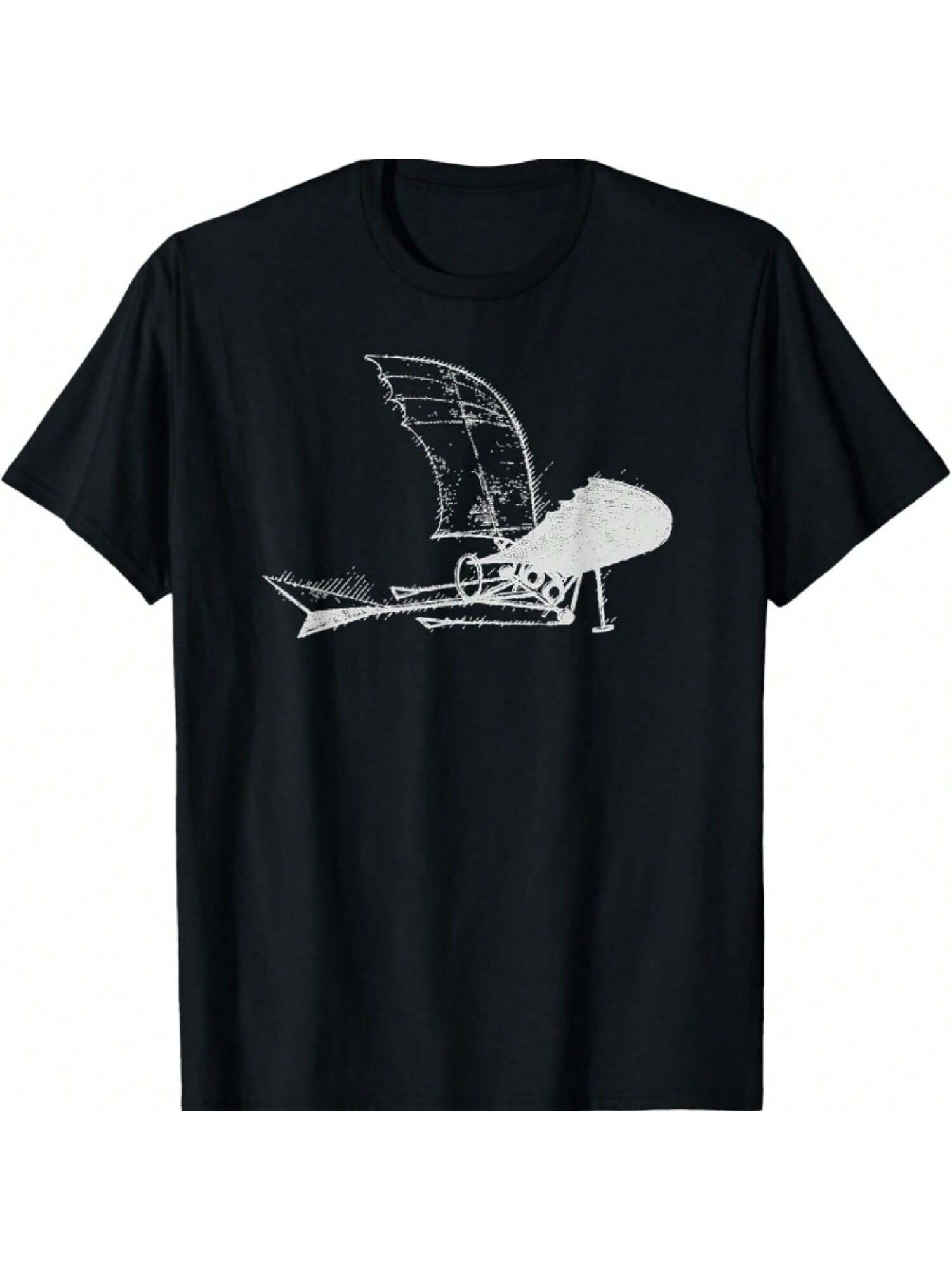 Leonardo Da Vinci Aviation Glider Vintage Sketch T-Shirt S