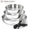 MICHELANGELO Stainless Steel Frying Pan Set 8" & 9.5" & 11" Kitchen Cooking Pans with Removable Handle Induction Compatible