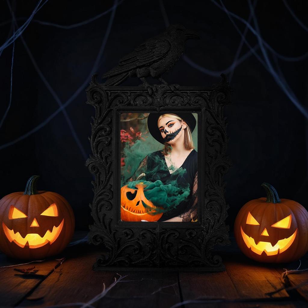 Gothic Halloween Crow Photo Frame Atmosphere Ornaments Multi-purpose Art Decorations For Home Desktop Festival Parties