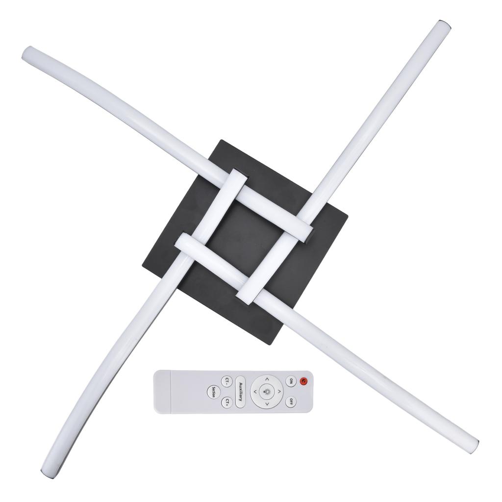 Oświetlenie sufitowe LED o falistym kształcie 3-kolorowe ściemnianie oprawa sufitowa z kutego żelaza z pilotem w kolorze czarnym