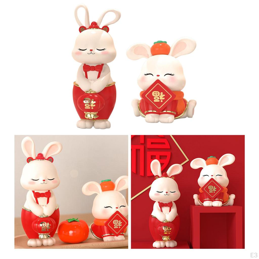 Statue, Ornament Craft Creative Cake Topper Bunny Figurine, Sculpture for Desk Shelf Cabinet
