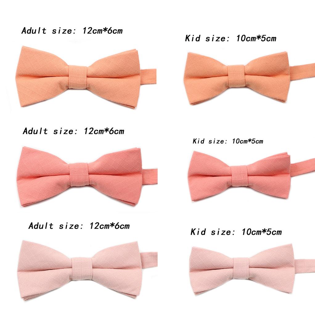 New Color Light Green Pink Peach Solid Cotton Parent-Child Bowtie Sets Kids Pet Men Women Butterfly Daily Cravat Gift Accessory