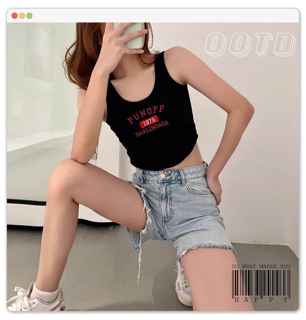 Baumwoll-Camisole-Weste im koreanischen Stil 1976 mit festem Brustpolster