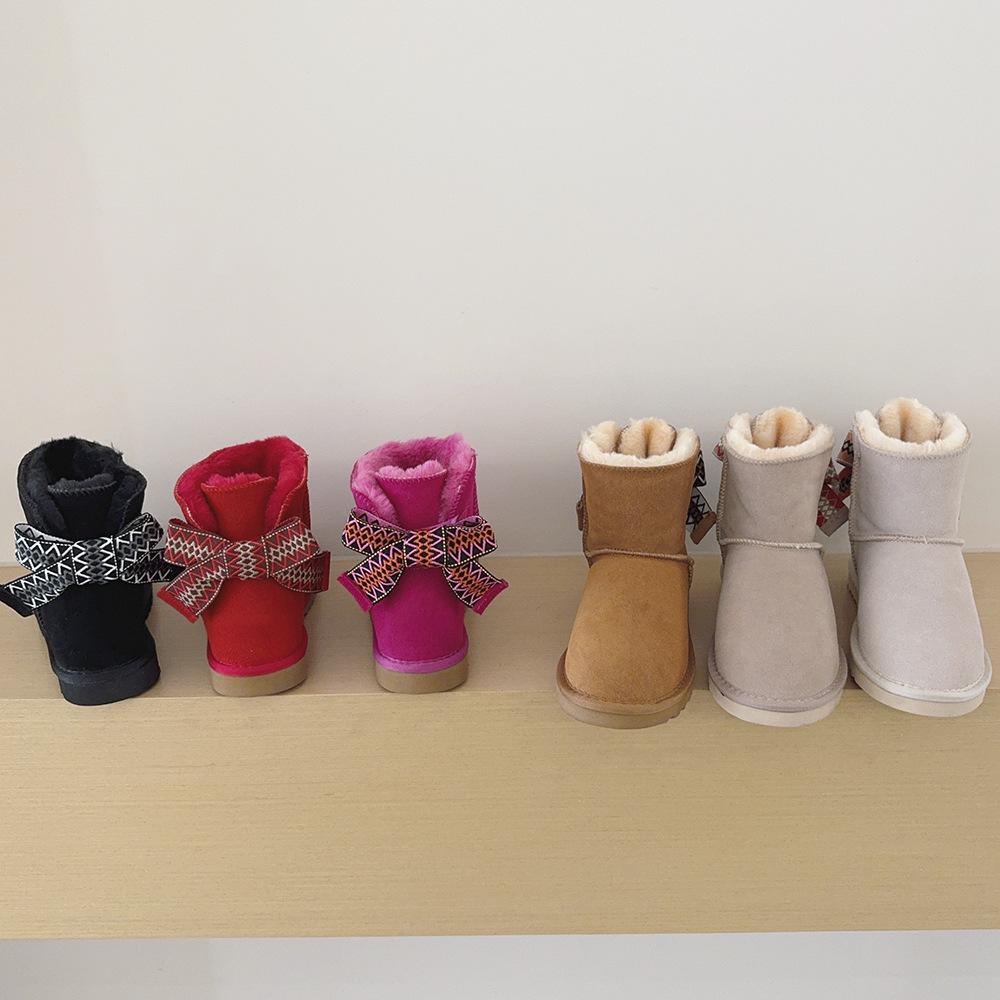 Women's Mid-Calf Bow Snow Boots - Plus Velvet, Thick Warm Cotton, Large Size Winter Footwear