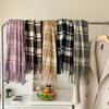 Autumn And Winter Classic Large Square Retro Imitation Cashmere Plaid Scarf Women'S Simple Warm Shawl