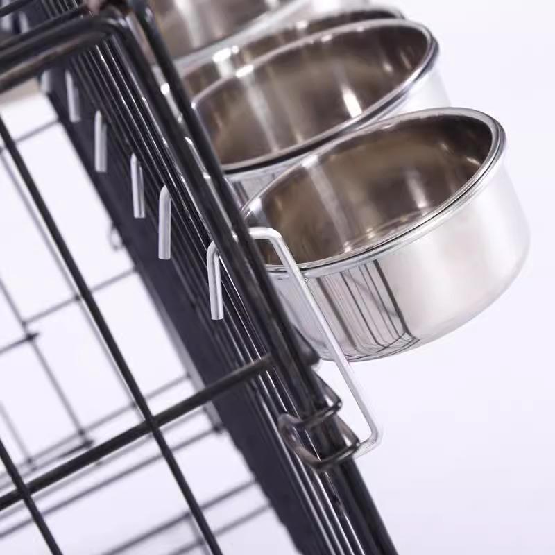 Household 10-18cm Crate Dog Cat Bowl Stainless Steel Hanging Pet Cage Bowl Food Water Feeder Coop Cup For Cat Puppy Birds Rats