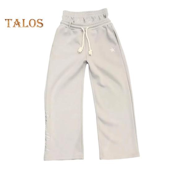 Męskie spodnie casualowe elastyczny pas regulowany sznurek długie spodnie z kieszeniami imitacja dwóch części nadruk w gwiazdki spodnie rekreacyjne