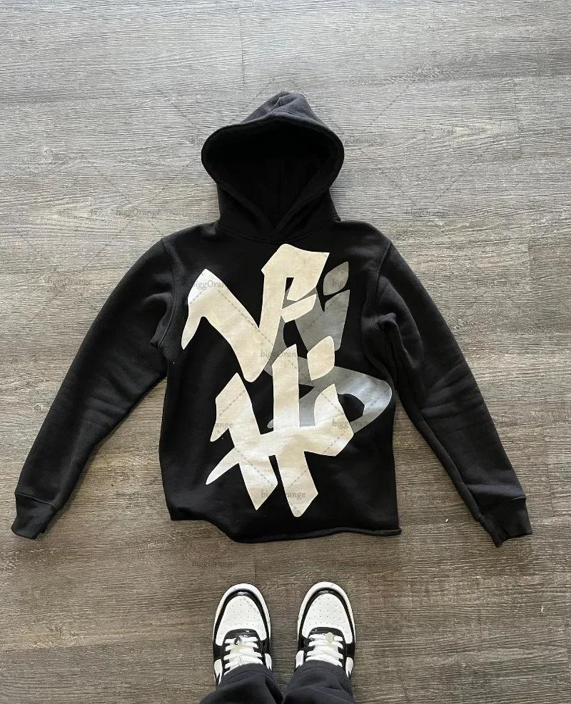 Trendy Street Sweatshirt, European Goods, Heavy Korean Style, Loose and Lazy, Artistic Font, Front and Back Printed Casual Sweatshirt