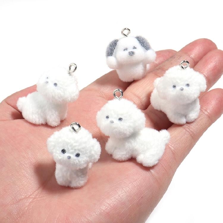 4Pcs Dog Pendant Keychain Decoration Stylish Dog Charm for Backpacks and Phones Flocking Animal Pendant Keyring