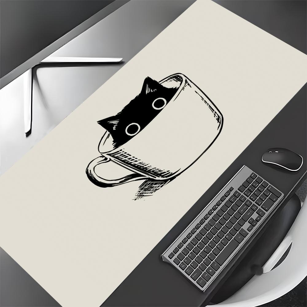 Cute Black Cat kawaii Mouse Pad Desk Mat Large Computer Office Carpet xxl mousepad Gamer gaming pc accessories Keyboard Rug