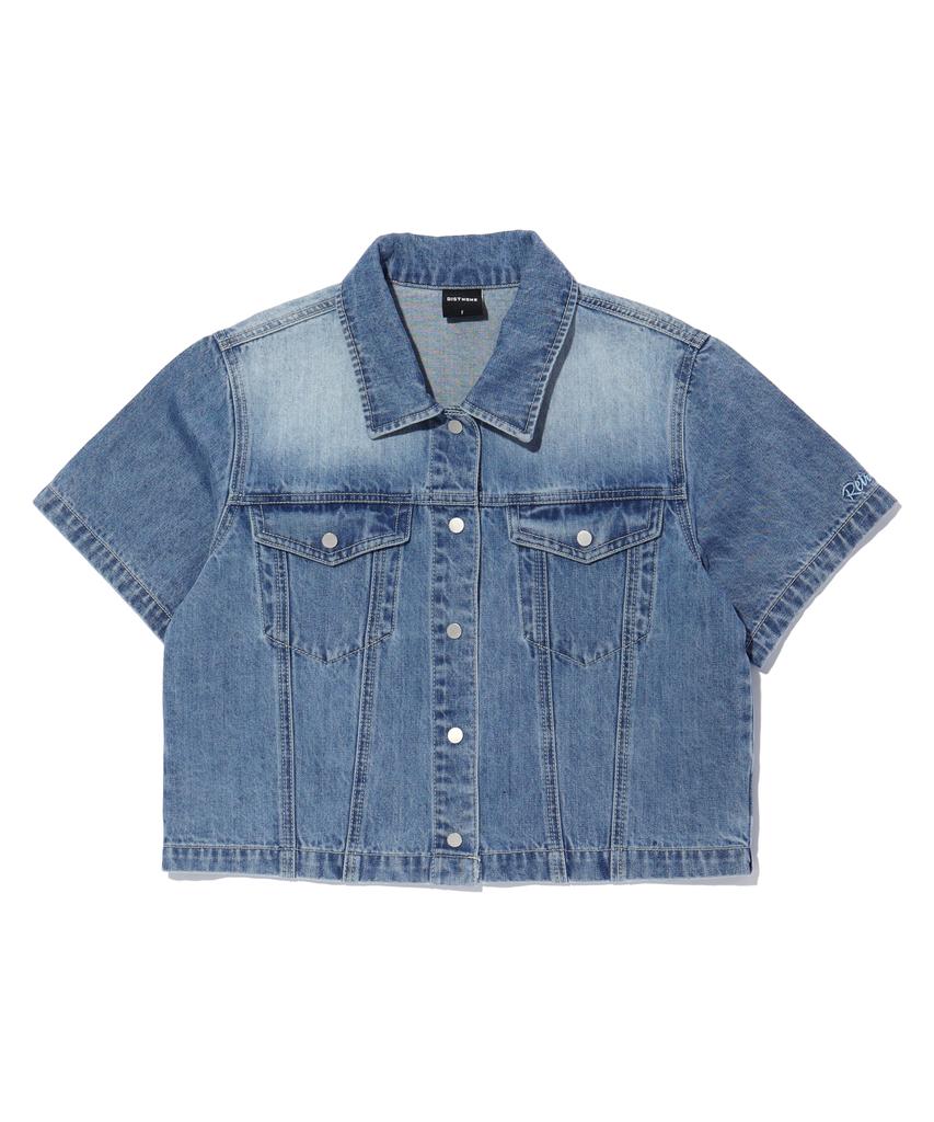 Dist Nine Crop Denim Short Sleeve Shirt Light Indigo (Lp2Yf337-062)