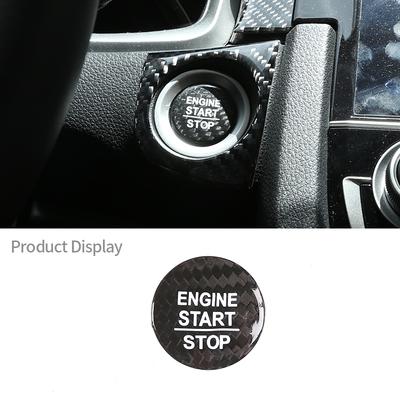 For Honda Accord Odyssey Civic CRV  FIT INSPIRE Real Carbon Fiber Car Engine Start Stop Switch Button Cover Interior Accessories X12