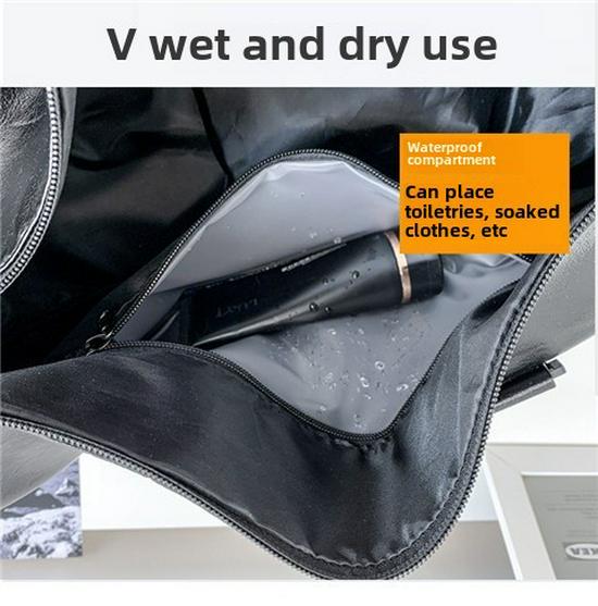 Bolsa de viaje portátil de cuero sintético para hombre: gran capacidad, separación de líquidos, equipaje de corta distancia o bolsa de fitness.