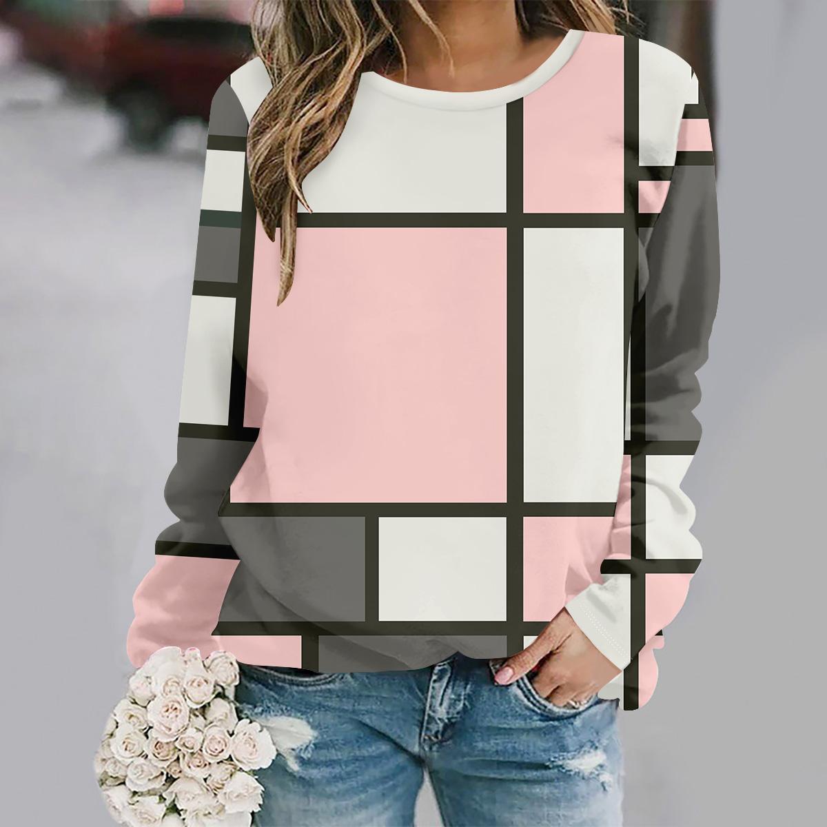 

Осень и зима новая мода круглый вырез длинный рукав с принтом элегантный повседневный свободный худи S