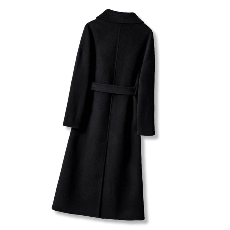 100% Wool Women Coat TIDENOVEL Autumn Wool Long Coat Handmade Pea Coat Winter Warm Wool Long Jacket Cashmere Overcoat