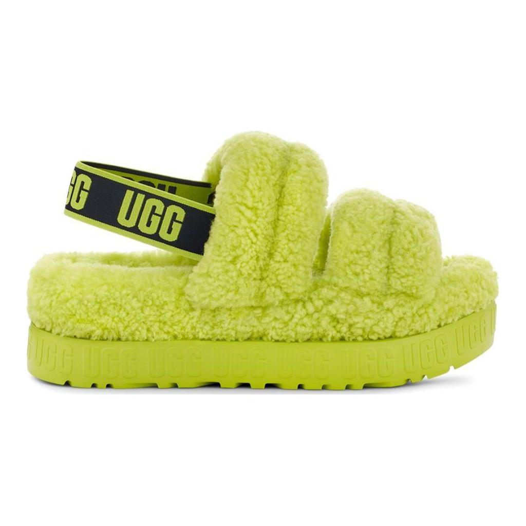 UGG Χνουδωτές Παντόφλες από Δέρμα Προβάτου Άνετες με Χοντρή Σόλα Γούνινες Γυναικείες παντόφλες Lime 1120876-KLM