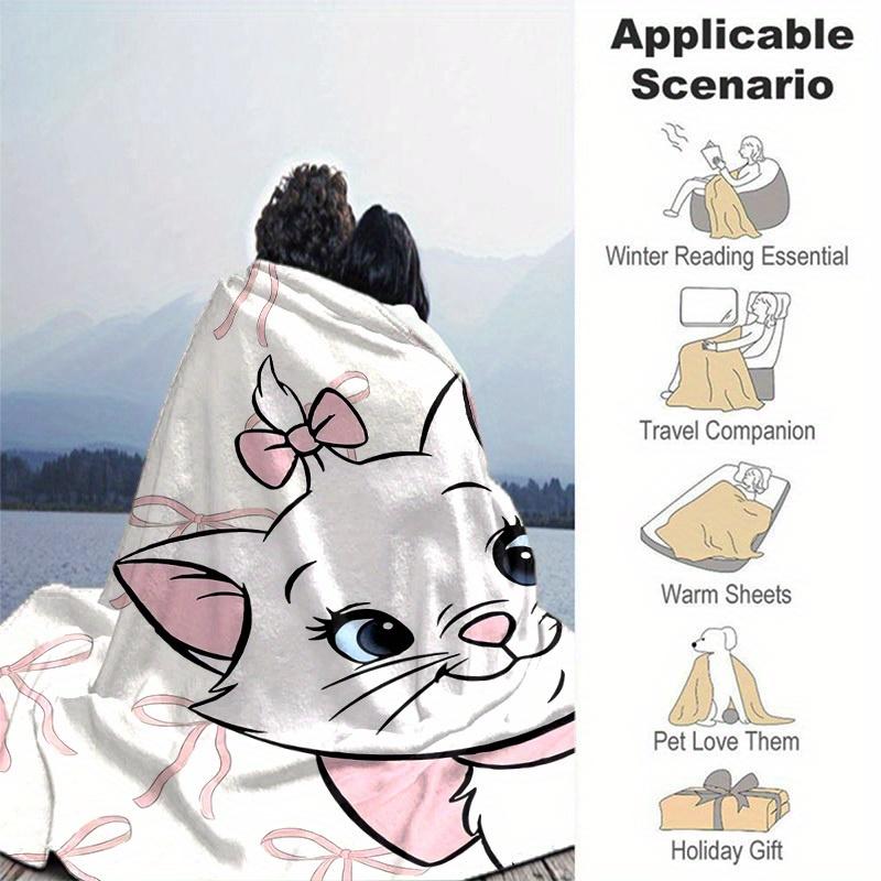 1pc Disney Aristocats Marie Pink Bow Blanket Soft Throw for Home Decor, Couch Cover, Travel