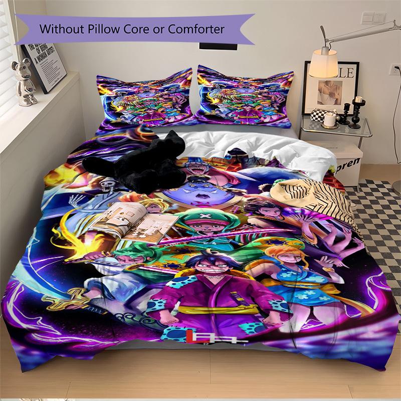 One Piece: Stampede Poster Bedding Set Comforter Cover Gift for Bedroom,Includes 1 Cover and 2 Pillowcases, No InsertB545