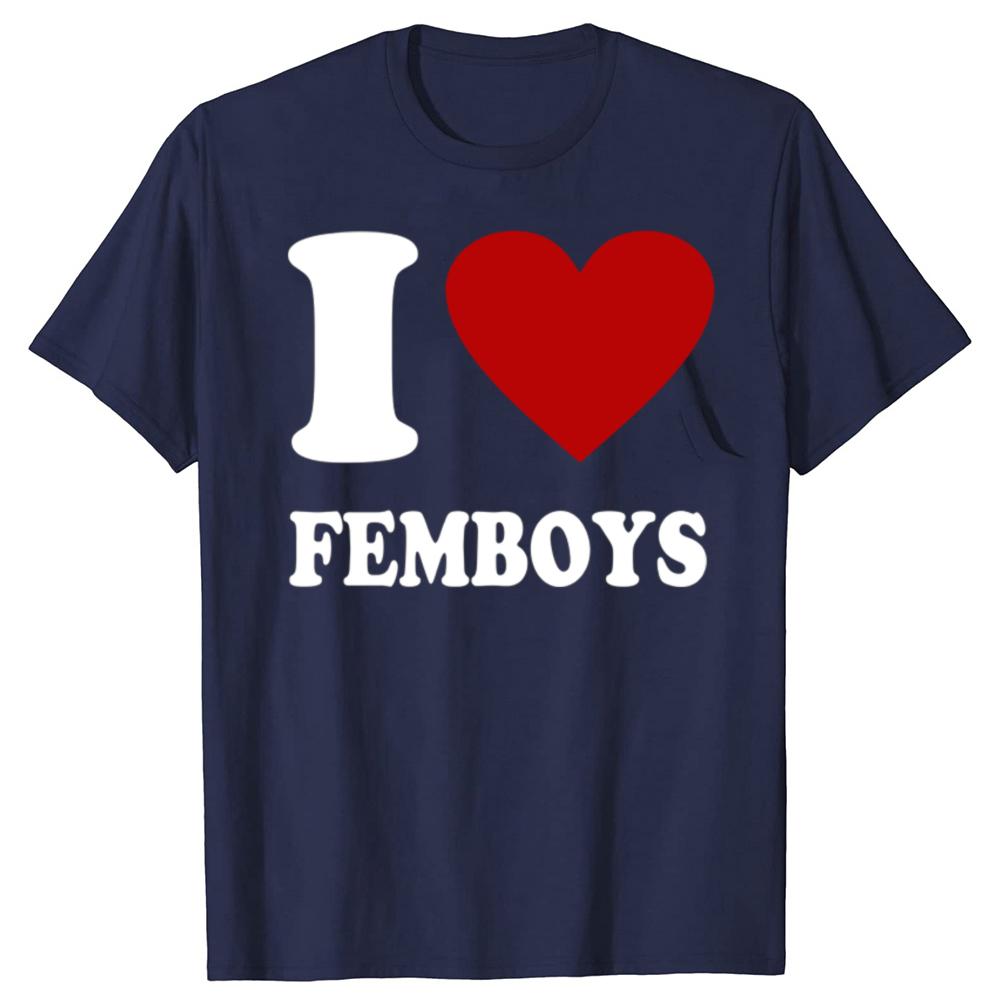 Vtipná červená srdce Miluji femboye Grafická trička Pánská Dámská Bavlna Humor Streetwear Tričko Krátký rukáv Unisex Volné oblečení