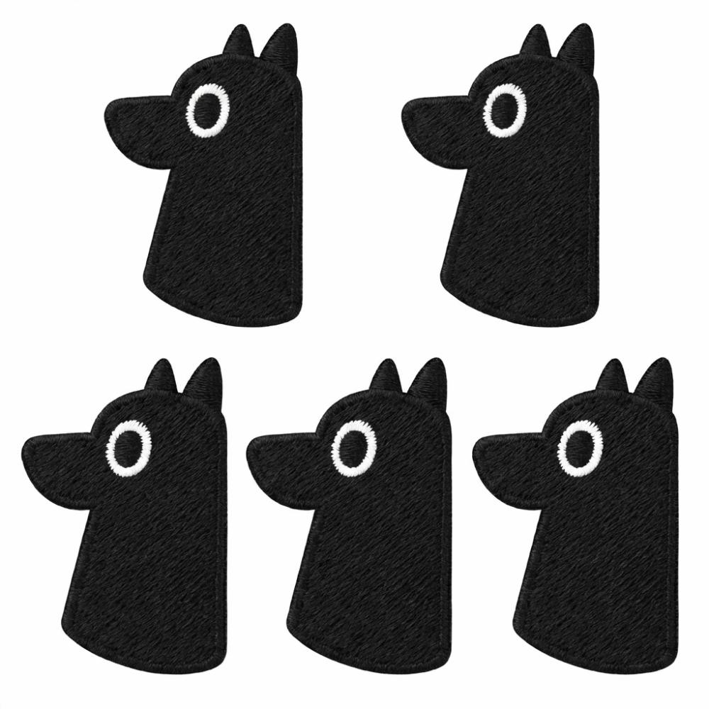 5pcs Self-adhesive Black Cat Embroidered Patch Clothes Stickers DIY Black Animal Clothing Patch Cute Cartoon Clothes Appliques